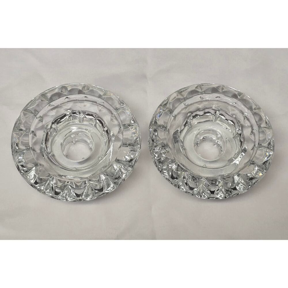 Vintage Pasari Indonesia Glass Candlestick Taper Pillar Candle Holders